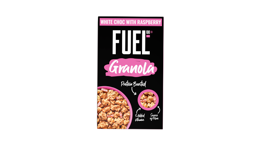 FUEL10K white choc with raspberry granola
